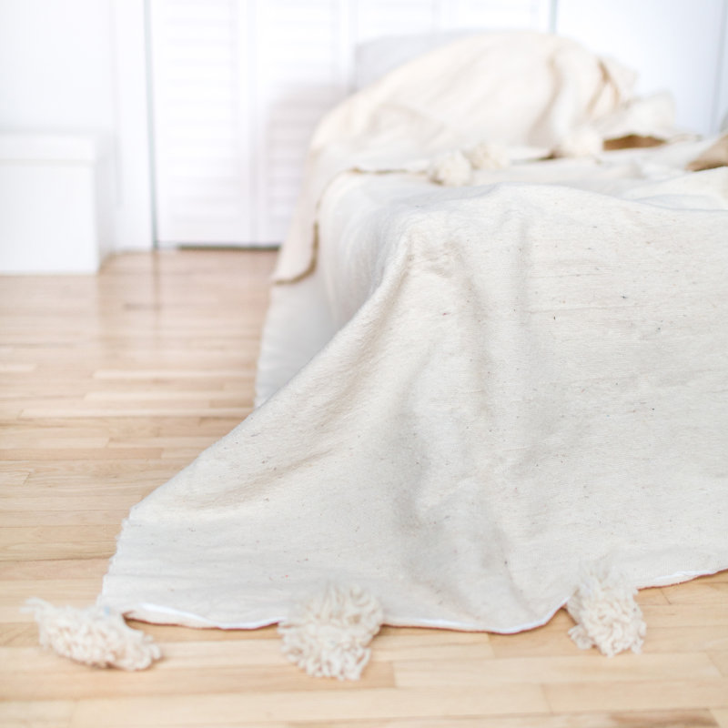 Indigo&Lavender Pom Pom Wool Blanket Wayfair